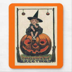 Mousepad Vintage Halloween Girl no Jack o'Lantern