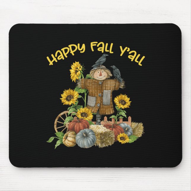 Mousepad Vintage Happy Fall Y Scarecrow Graças Ha (Frente)