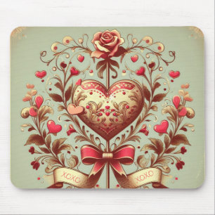 Mousepad Vintage Heart Dia de os namorados xoxo