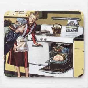 Mousepad Vintage Home Interior, mãe no Cozinhar da cozinha