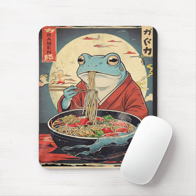 Mousepad Vintage Japanese Frog Ramen for foodies  (Com mouse)