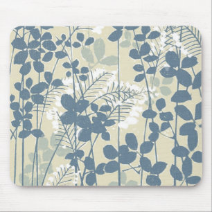 Mousepad Vintage Japonês Azul Botânico: Samambaia de Folha 