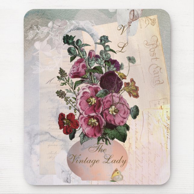 Mousepad Vintage Lady Vase + Monograma (Frente)