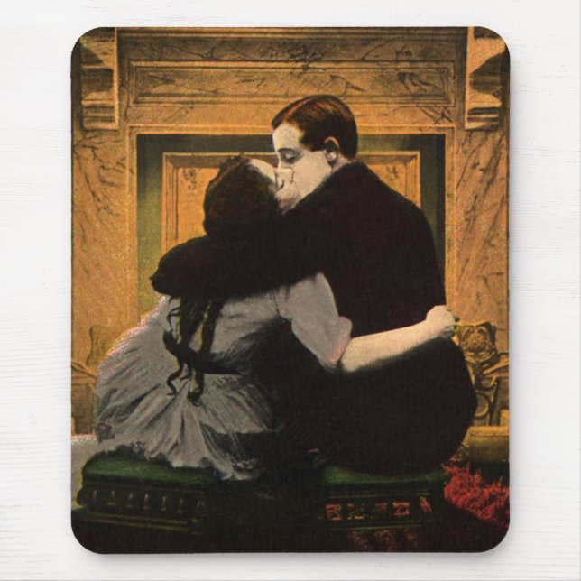 Mousepad Vintage Love and Romance, Romanichel Lareira Beijo (Frente)
