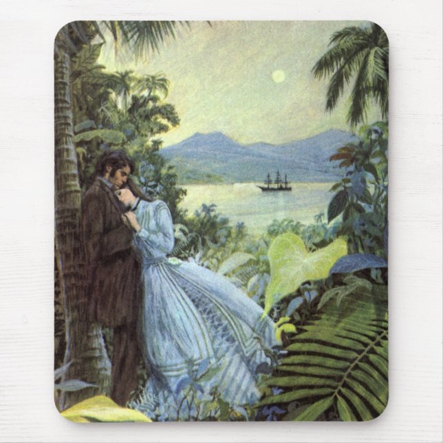 Mousepad Vintage Love and Romance, visão tropical romântica (Frente)