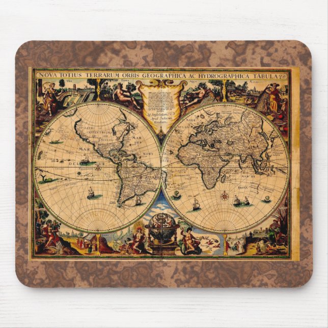 Mousepad Vintage Map Nova totius terrarum 1625 (Frente)