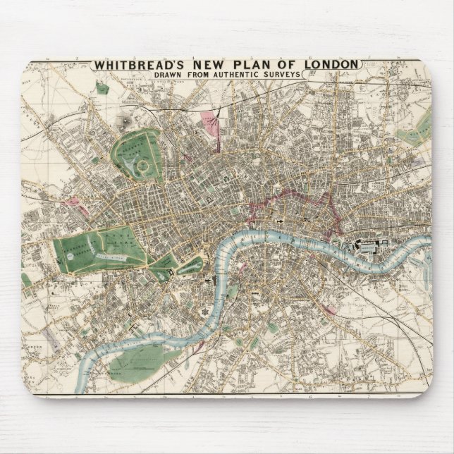 Mousepad Vintage Map of London England (1853) (Frente)