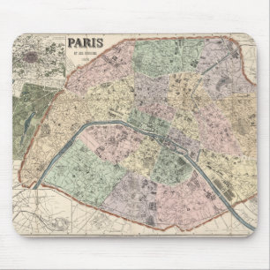 Mousepad Vintage Map Paris França 1878