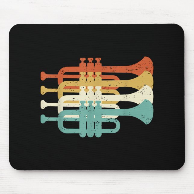 Mousepad Vintage Marching Band Trumpet Player Retro Design  (Frente)