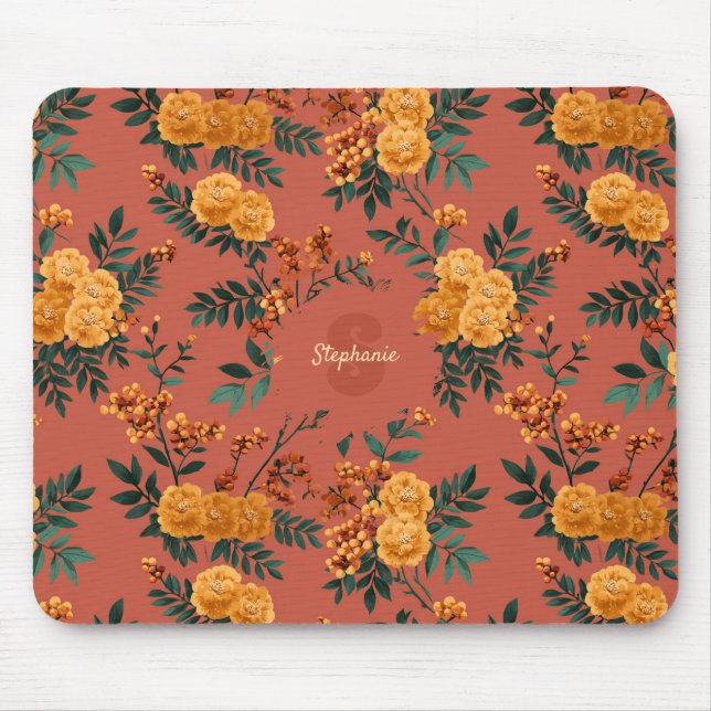 Mousepad Vintage Marigold Calendula Floral (Frente)