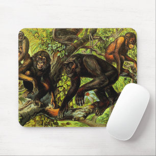 Mousepad Vintage Monkey Gibbon Chipanzee Gorilla Orangutan