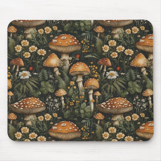 Mousepad Vintage Mushroom Garden Sem Olhos Padrão (Frente)