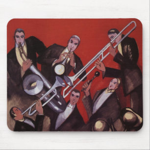 Mousepad Vintage Music, Art Deco Musical Jazz Banda Jamming