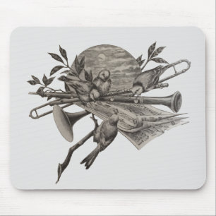 Mousepad Vintage Music Lover Instrumentos de Banda Musical