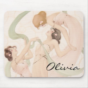 Mousepad Vintage Nouveau Mayflies com Monograma