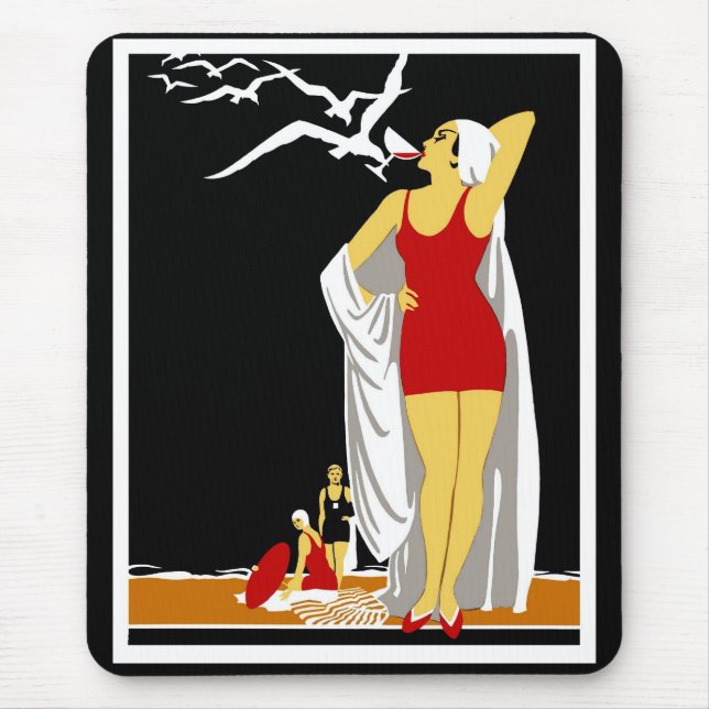 Mousepad Vintage Nova York Banhistas Vermelhas (Frente)