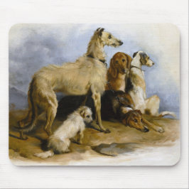 Mousepad Vintage painting of five cute dogs