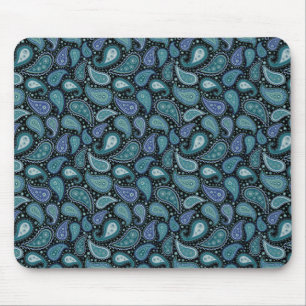 Mousepad Vintage Paisley Blue Teal Floral