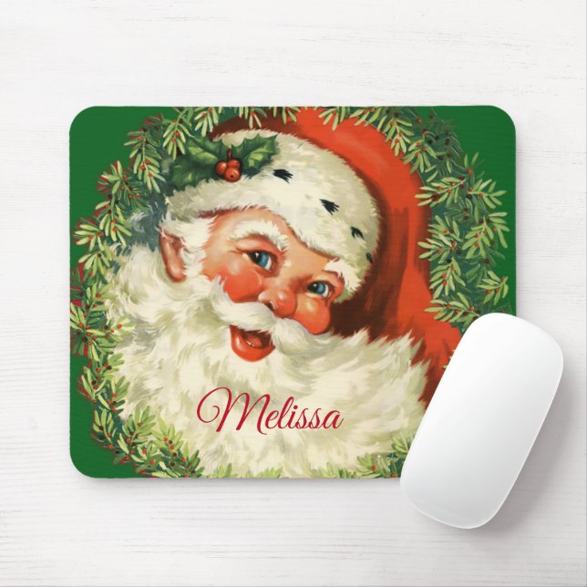 Mousepad Vintage Papai Noel com Pine Wreath (Com mouse)