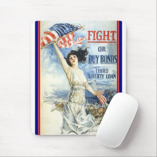 Mousepad Vintage Patriotic Woman w American Flag Poster Art