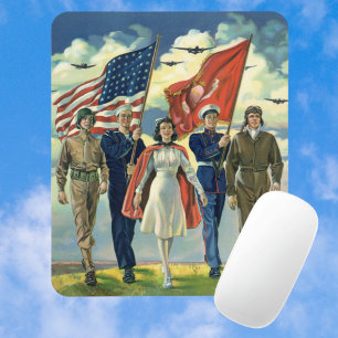 Mousepad Vintage patriótico, heróis orgulhosos do pessoal