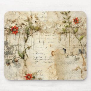 Mousepad Vintage - Pergaminho - Carta de Amor com Flores (6
