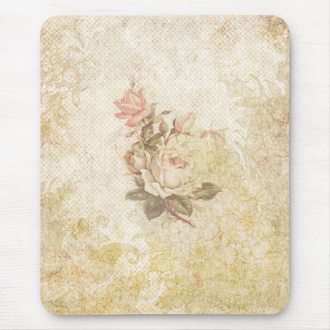 Mousepad Vintage Pink e Ivory Rosa (Frente)