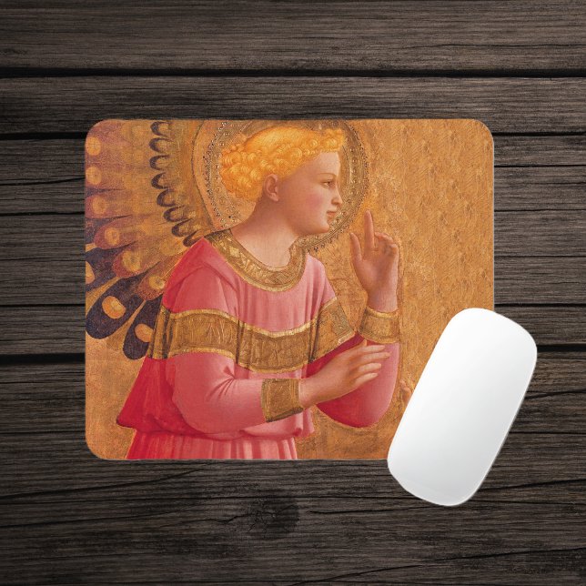 Mousepad Vintage Pink Ouro Christian Angel (Holy Christian angel figure pink gold dress on mousepad.)