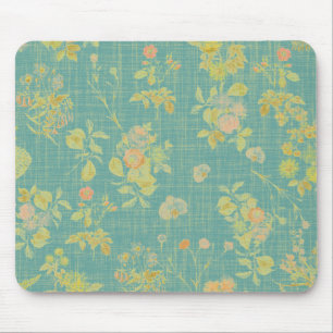 Mousepad Vintage Primavera Floral Teal Patterno