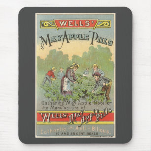 Mousepad Vintage Product Label Art, Wells Podem Apple Pills