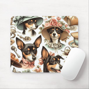Mousepad Vintage Rat Terrier Seamless