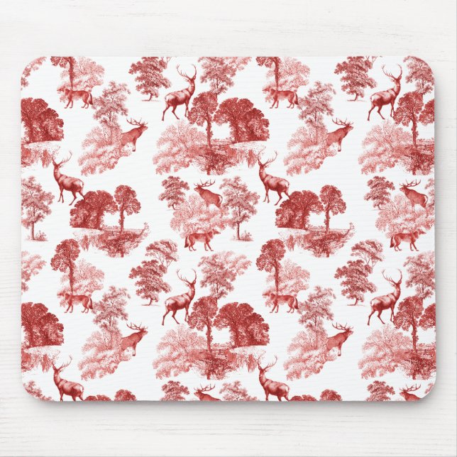 Mousepad Vintage Red Deer Fox Country Toile (Frente)
