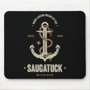 Mousepad Vintage Retro Anchor Saugatuck Michigan Barco Sa