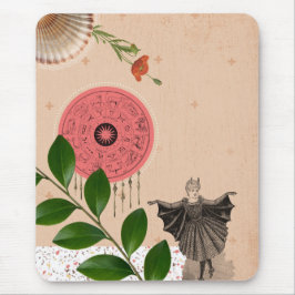 Mousepad Vintage Retro Collage Cor-de-Rosa Único