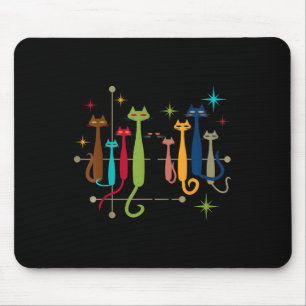 Mousepad Vintage Retro Médio-Séc. Moderno Cats 50 60s