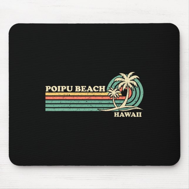Mousepad Vintage Retro Summer Vacation Hawaii Poipu Beach (Frente)