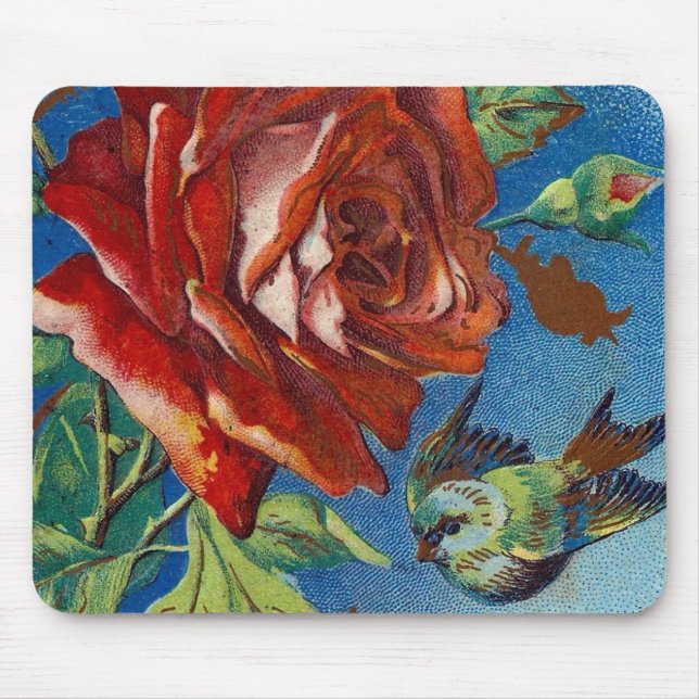 Mousepad Vintage Rosa e Bird (Frente)