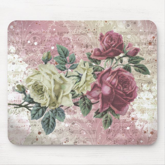 Mousepad Vintage Rosa Music Notes (Frente)