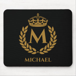 Mousepad Vintage Royal King Ouro Crown Name