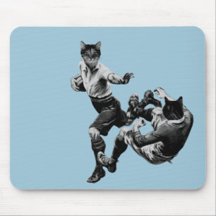 Mousepad vintage rúgbi engraçado jogando gatos