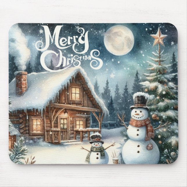 Mousepad Vintage/Rustic/Snowman/Natal (Frente)