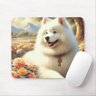 Mousepad Vintage Samoyed Dog Painting