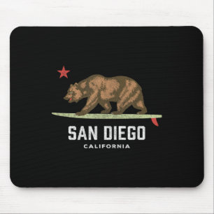 Mousepad Vintage San Diego California Bear Surfing Boys Gir