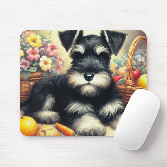 Mousepad Vintage Schnauzer Pintura (Com mouse)