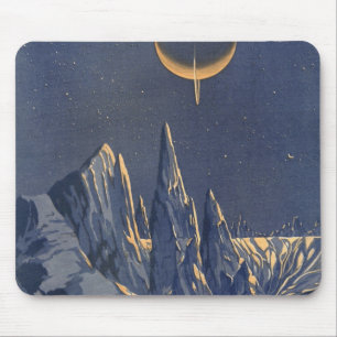 Mousepad Vintage Science Ficet, Crescent Moon Snow Planet