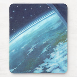 Mousepad Vintage Science Fiction, Earth at Night with Stars