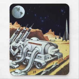 Mousepad Vintage Science Fiction, Estação Espacial na Lua