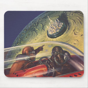 Mousepad Vintage Science Fiction, Futurística City on Moon