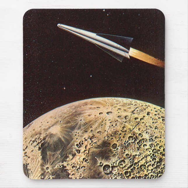 Mousepad Vintage Science Fiction, Rocket Ship Over the Moon (Frente)