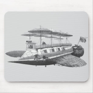 Mousepad Vintage Science Fiction Steampunk Airship Eclipse